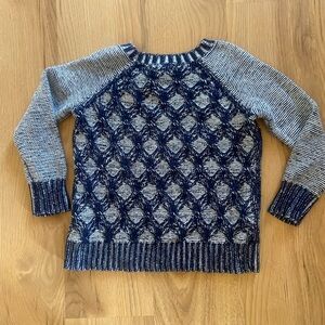 Banana Republic Blue and White Crew Neck Sweater